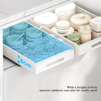 Scaffale portaoggetti estensibile Garvee in acciaio al carbonio, sistema di cassetti per cucina e bagno, varie dimensioni, antiscivolo