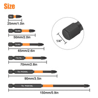 Garvee Set 12Pz Punte Cacciavite Impatto PH2 Magnetiche, Acciaio S2, Uso Professionale, 1/4" Esagono, Nero