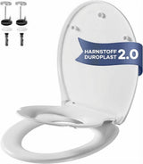 Garvee WC-Sitz Familiare Ovale Mit Integriertem Kindersitz, Soft-Close, Quick-Release, Duroplast Antibakteriell, Bis 150 kg, Weiß, Modernes Badezimmer
