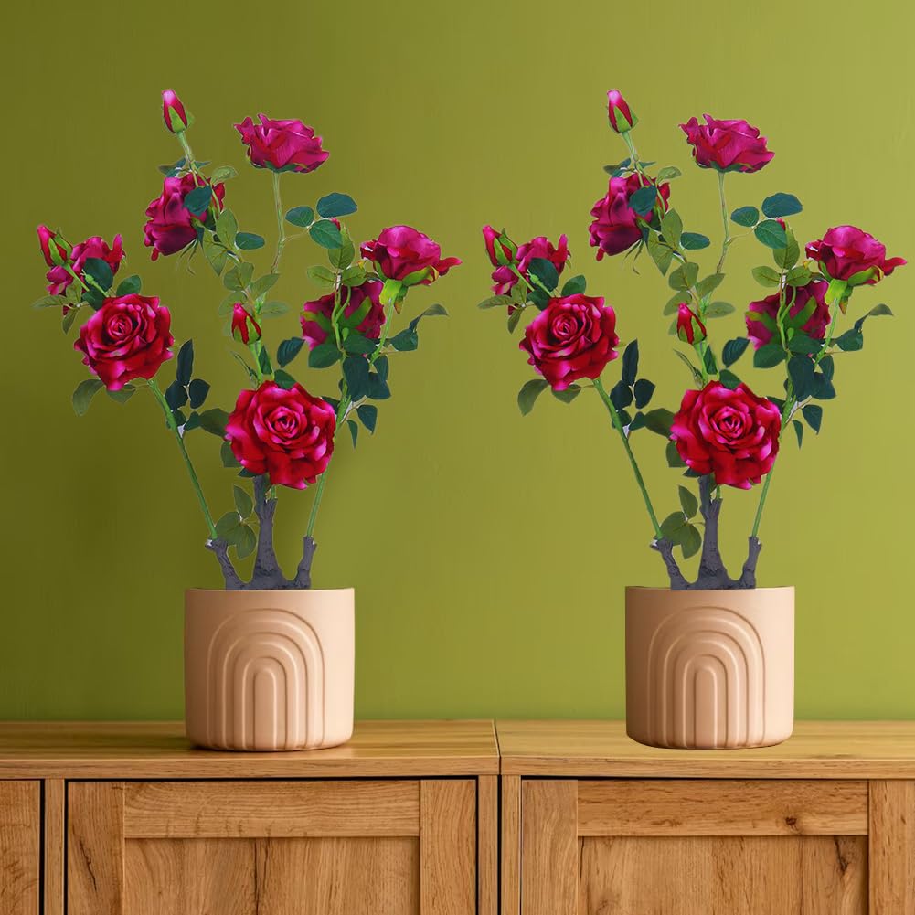 Albero di peonia artificiale Garvee da 28 pollici, realistico, durevole, in plastica e seta, facile da pulire, decorazione per interni ed esterni, verde