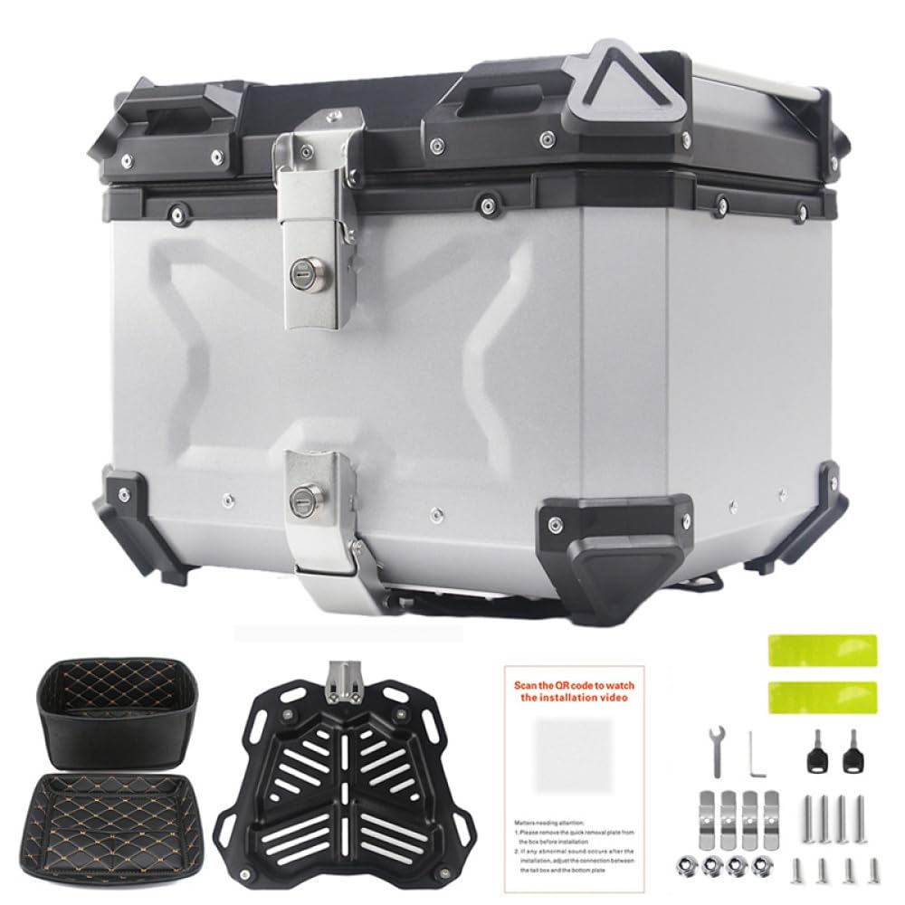 Garvee Valigia Moto 45L Borsa Posteriore Impermeabile Alluminio Touring Nero