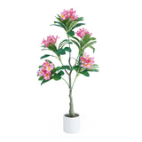 Garvee Albero Artificiale Di Frangipani Con Fiori Realistici, Vaso Bianco, Decorazione Casa Ed Eventi, Altezza 120 Cm, Materiale Durevole - Weiß