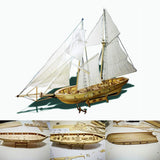Kit di barca a vela in legno Garvee 1:100, modello fai da te, robusto e sicuro, materiale in legno per decorazioni per la casa per bambini, L400 mm x H300 mm, colori naturali