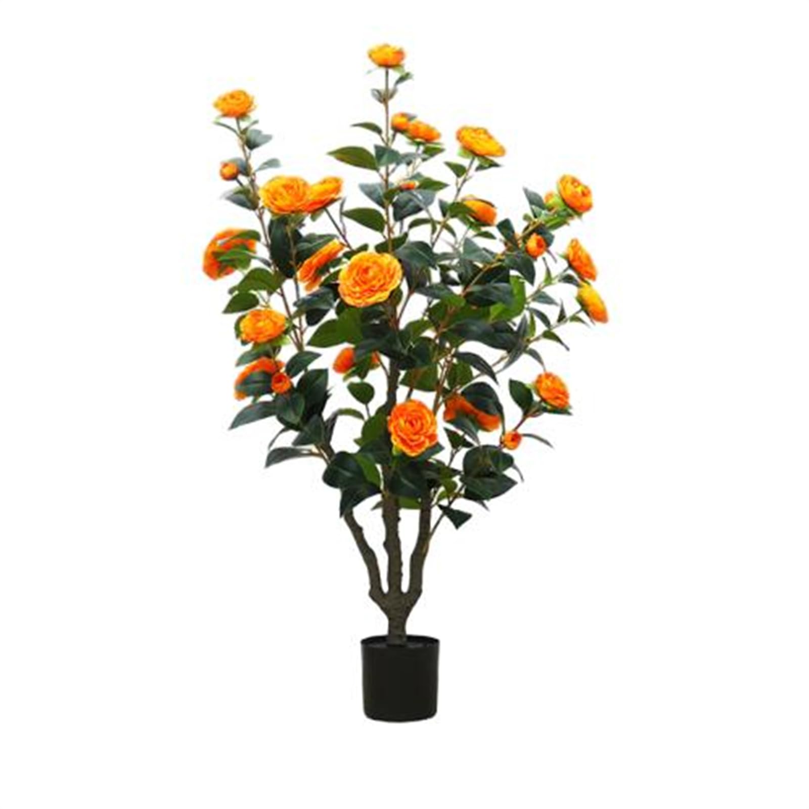 Garvee Albero di camelia artificiale 1 pezzo da 3,28 piedi con fiori realistici, resistente ai raggi UV, facile da pulire per uso interno ed esterno, verde