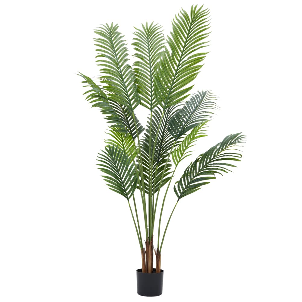 Palma Garvee artificiale da 5 piedi, decorazione tropicale, 12 pezzi staccabili, materiale di seta di alta qualità, flessibile, per interni/esterni, soggiorno, ufficio, verde