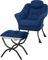 Garvee Poltrona Lazy Ergonomica con Poggiapiedi Supporto Schiena Tessuto Velluto Struttura Acciaio Salotto Camera
