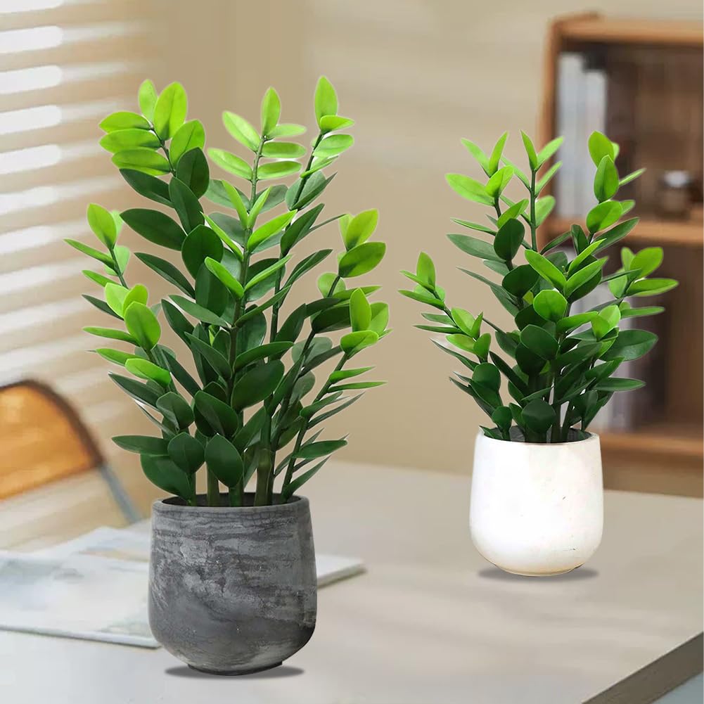 Garvee Pianta artificiale ZZ Zamioculcas Zamiifolia, materiale PU, facile da pulire, 90 cm, verde, per spazi abitativi e uffici
