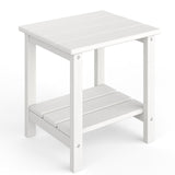 Garvee Tavolino Laterale Adirondack 46 cm HDPE Resistente Alle Intemperie 2 Ripiani Per Patio Piscina Veranda Nero - Effetto Legno Stampato-Bianco 1 Pezzo