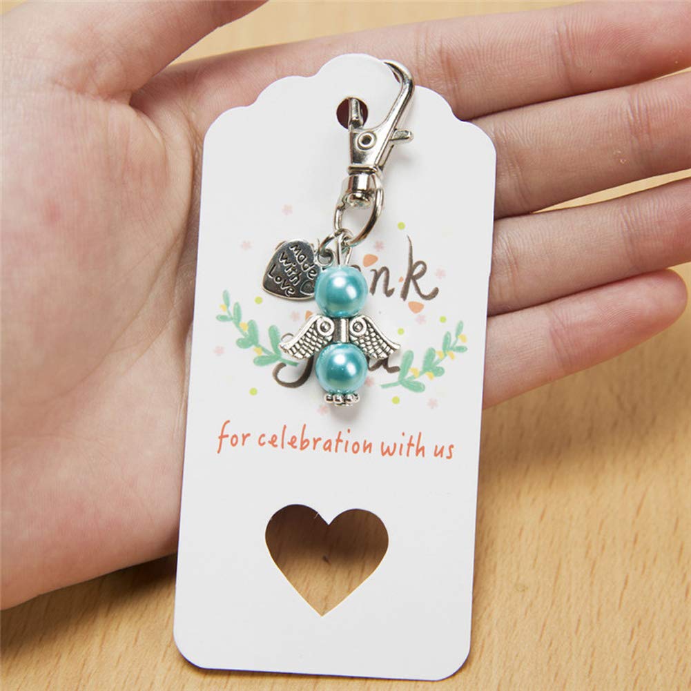 Portachiavi Garvee 48 a forma di angelo custode con sacchetto in organza, pendenti con perle rosa per matrimoni, battesimi, Natale, compleanni