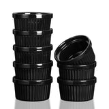 Garvee Set di 8 Ramekin in Ceramica 8 oz - Porcellana Elegante, Resistenti al Forno e Lavastoviglie, Multiuso per Dessert e Salse, Bianco - nero
