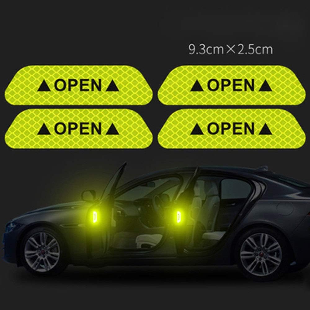 Garvee Adesivi Riflettenti Universali per Porte Auto - PET Resistente - Giallo - Sicurezza Stradale