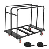 Garvee Carrello Pieghevole per Cartongesso Capacità 816 kg Ruote Girevoli PU 13 cm Acciaio Verniciato Freno Eventi Magazzini Nero