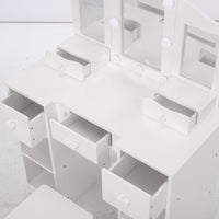 Tavolo da toeletta per bambini Garvee con specchio e luce, tavolo da trucco 2 in 1 da principessa, in legno, ampio spazio di archiviazione, specchio rimovibile, sicuro e stabile, per la cameretta delle bambine