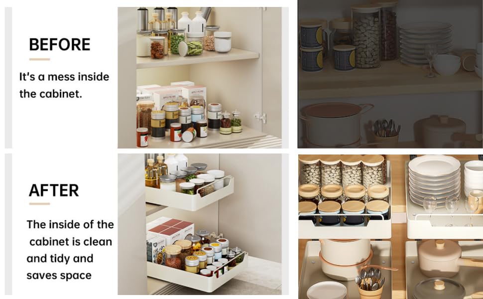 Organizzatore estensibile per mobili da cucina Garvee, acciaio al carbonio, autoadesivo, nero, 25x43x7 cm, per cucina e bagno