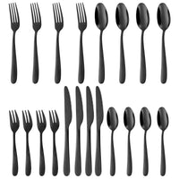 Set di posate Garvee da 60 pezzi, acciaio inossidabile, nero, per 12 persone, lucidato a specchio, lavabile in lavastoviglie, design moderno, sala da pranzo
