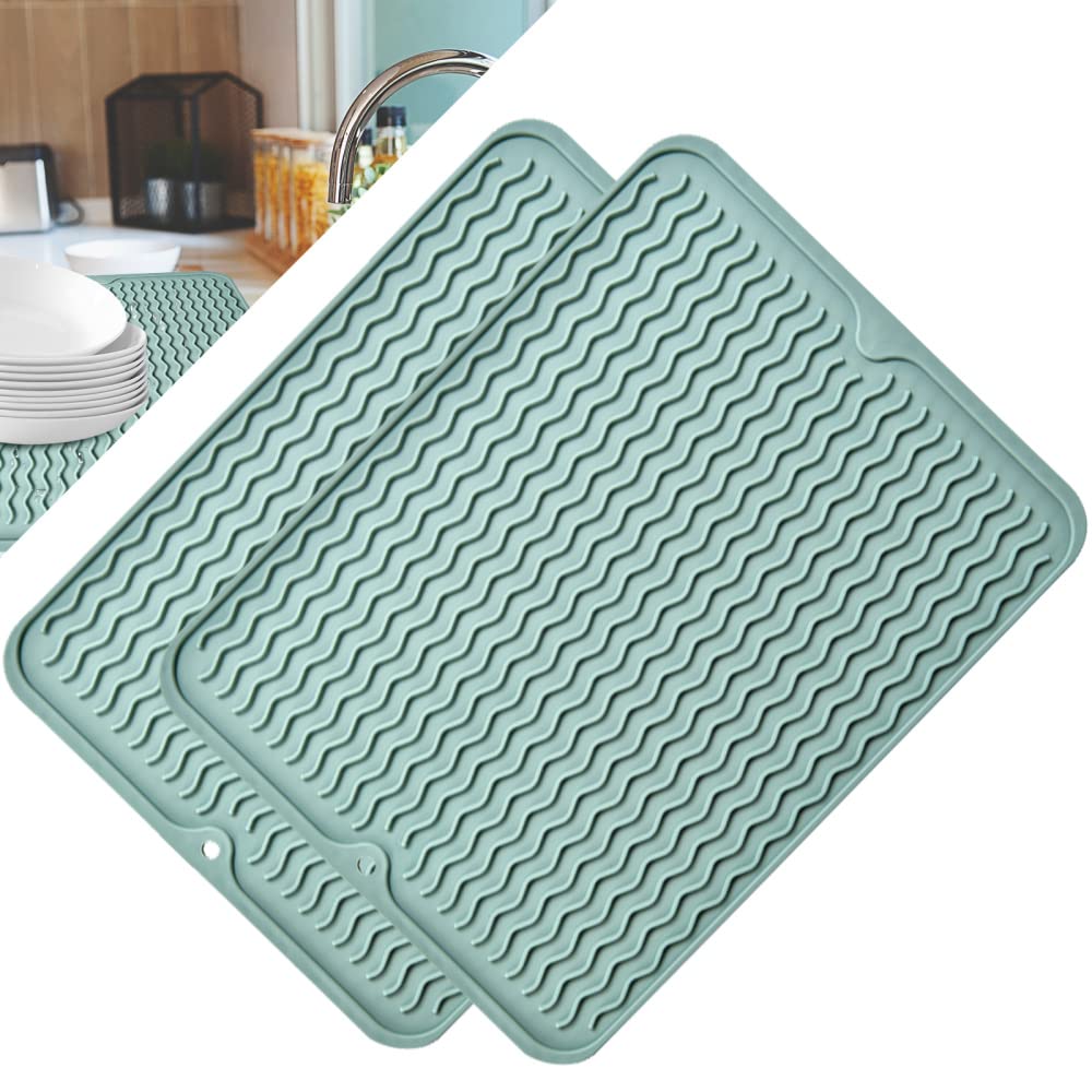 Tappetino drenante in silicone Garvee – Resistente al calore, antiscivolo, bifacciale con foro di scarico per cucina, lavello e uso quotidiano