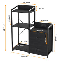 Mobiletto portadocumenti Garvee con strisce LED, mobiletto per ufficio con 2 cassetti e ripiano, tavolo per stampante per ufficio e casa, grande, nero
