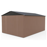 Garvee Capanno da Giardino 8x12FT in Acciaio Zincato, Marrone, per Esterni, Resistente alle Intemperie, Tetto Inclinato, Serratura Sicura