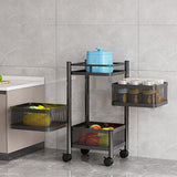 Carrello da cucina Garvee a 3 ripiani in metallo nero, 63x28x28 cm, per organizzare lo spazio in soggiorno, in ufficio e in magazzino, con design robusto. - Nero