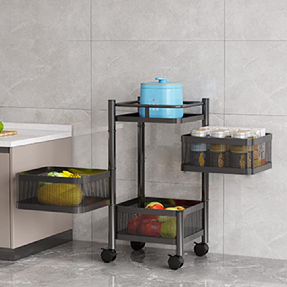 Carrello da cucina Garvee a 3 ripiani in metallo nero, 63x28x28 cm, per organizzare lo spazio in soggiorno, in ufficio e in magazzino, con design robusto.