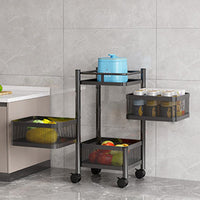 Carrello da cucina Garvee a 3 ripiani in metallo nero, 63x28x28 cm, per organizzare lo spazio in soggiorno, in ufficio e in magazzino, con design robusto.