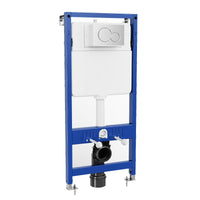 Telaio per WC sospeso Garvee da 112 cm, cassetta di scarico nascosta, set completo, installazione in acciaio bianco