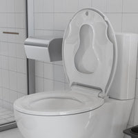 Sedile WC rotondo Garvee con sedile per bambini, chiusura magnetica, chiusura ammortizzata, polipropilene, per bagno di famiglia, bianco
