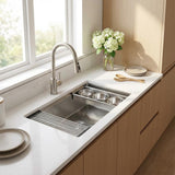 Garvee 84cm Lavello Cucina Sottopiano Vasca Singola in Acciaio Inox 304 Spessore 1.5mm con Drenaggio Integrato e Accessori Completi - Argento