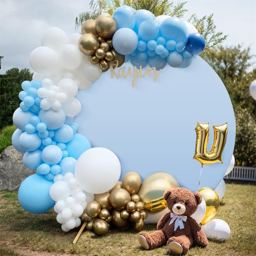 Garvee 6,5 piedi Copertura per fondale rotonda Copertura per arco nuziale per 2 m di diametro Antipiega Elasticizzato Spandex Sfondo fotografico Cerchio Arco di palloncini Baby Shower Matrimonio Bianco