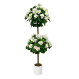 Garvee Pianta Artificiale Geranio 4FT in Tessuto di Seta e Plastica, Vaso Bianco Rotondo, Decorazione Interni ed Esterni - White
