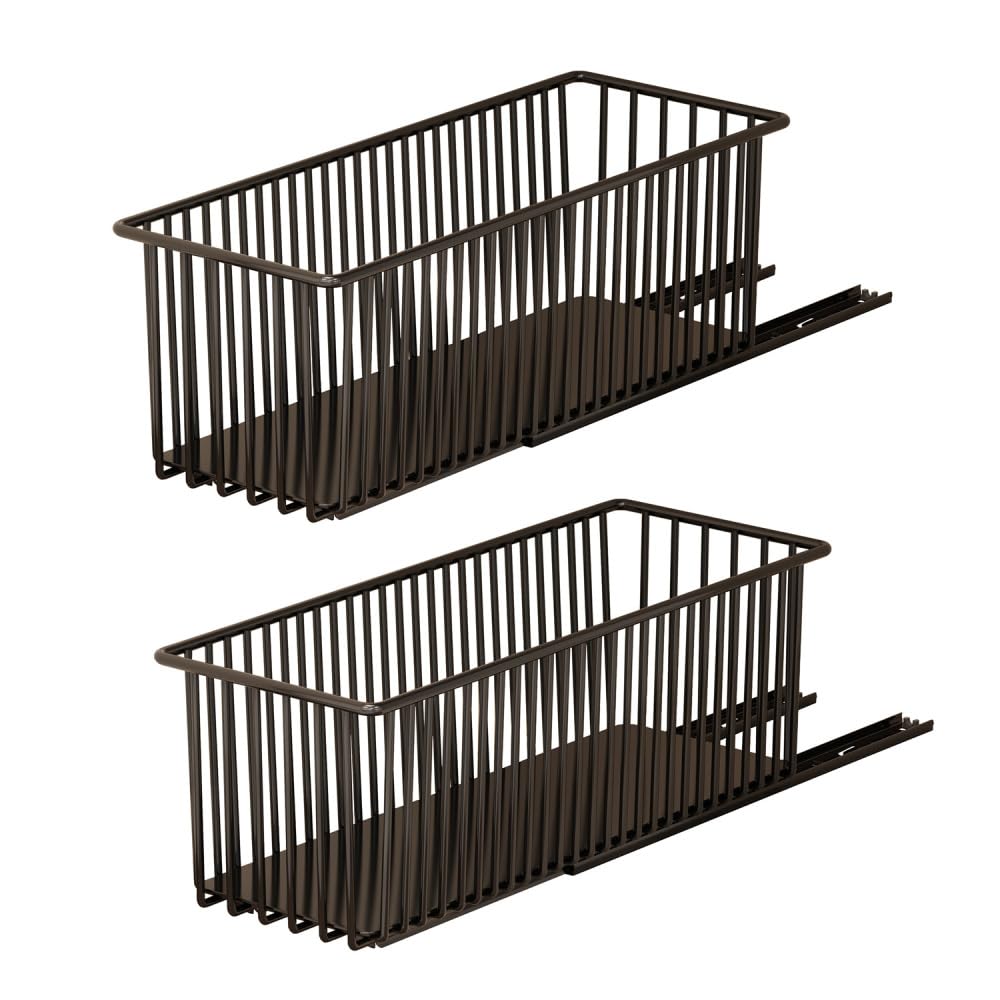 Garvee Set da 2 pezzi, organizer estensibile per mobili da cucina, robusto acciaio al carbonio, guide scorrevoli silenziose, per cucina e bagno, multifunzionale, salvaspazio