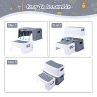 Sgabello per bambini Garvee, 2 gradini, antiscivolo, sicuro, senza BPA, leggero, portatile, per bagno, cucina, allenamento, 115 kg