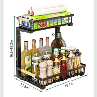 Garvee Organizer sottolavello in formato L con ripiano scorrevole a 2 livelli per cucina e bagno, altzza regolabile, antiruggine, acciaio al carbonio