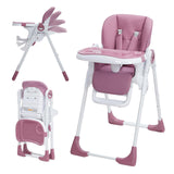 Seggiolone Garvee Baby, multifunzionale, regolabile in altezza e pieghevole, struttura in alluminio, vassoio rimovibile, leggero e sicuro, per la casa e il viaggio - Viola