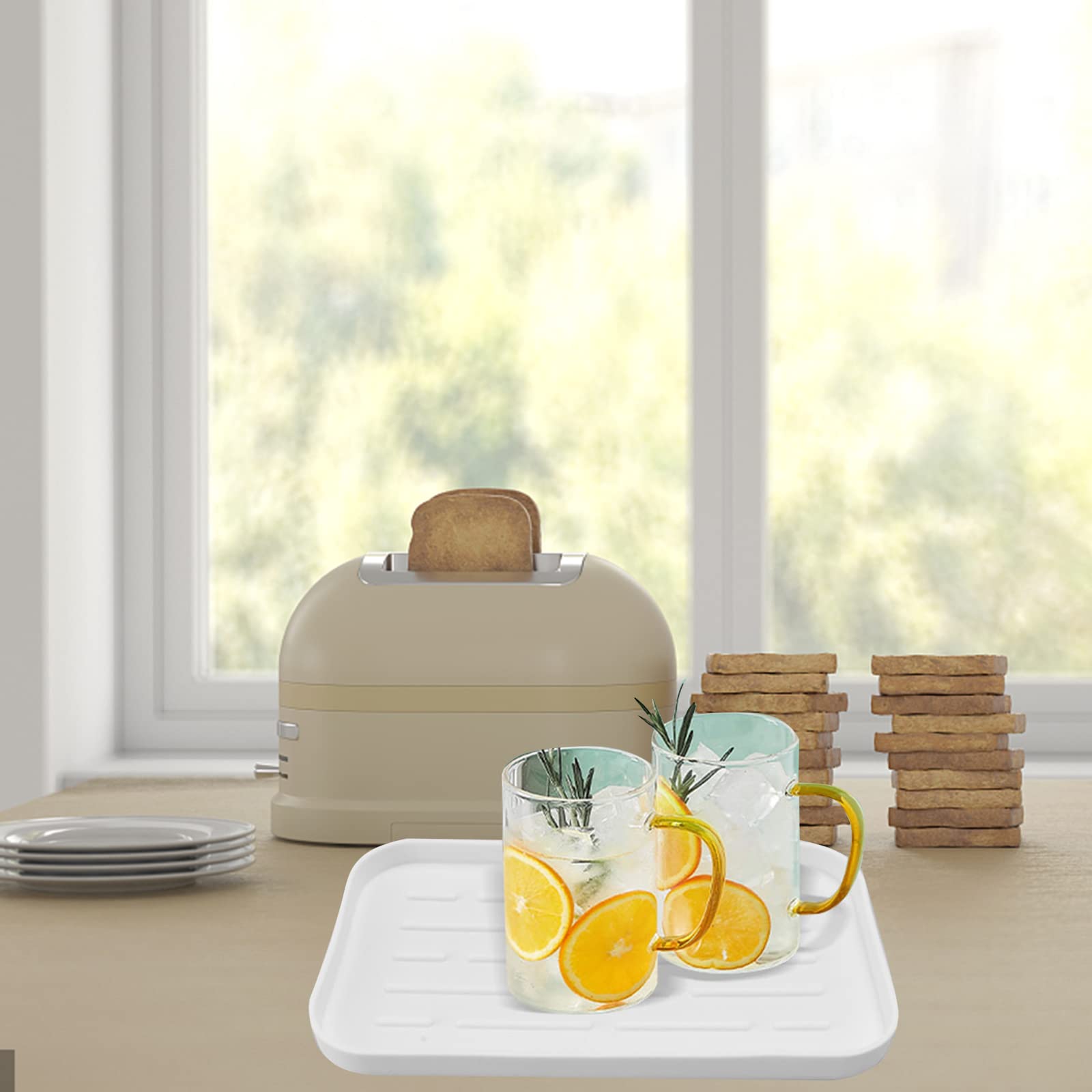 Vassoio portaoggetti per lavello in silicone Garvee, tappetino per asciugatura da cucina, antiscivolo, portaoggetti per lavello da cucina, vassoio raccogligocce, accessorio per il piano di lavoro della cucina del bagno