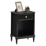 Comodino Garvee in MDF con cassetto e ripiano per camera da letto e soggiorno, 17,7x11,8x24,4 pollici, nero, moderno e stabile - Nero