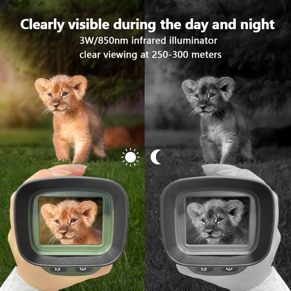 Monoculare per visione notturna Garvee 2.5KD 48MP con infrarossi 3W 850nm, zoom digitale 8X, impugnatura ergonomica per campeggio, nero