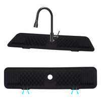 Tappetino raccogli gocce in silicone per rubinetto Garvee 61 x 14 x 0,5 cm, nero, per cucina, bagno, lavello, dispenser di sapone