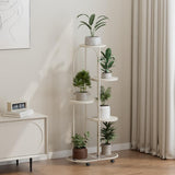 Supporto per piante in metallo a 5 ripiani Garvee, bianco crema, per balcone e soggiorno, salvaspazio e robusto - Come mostrato
