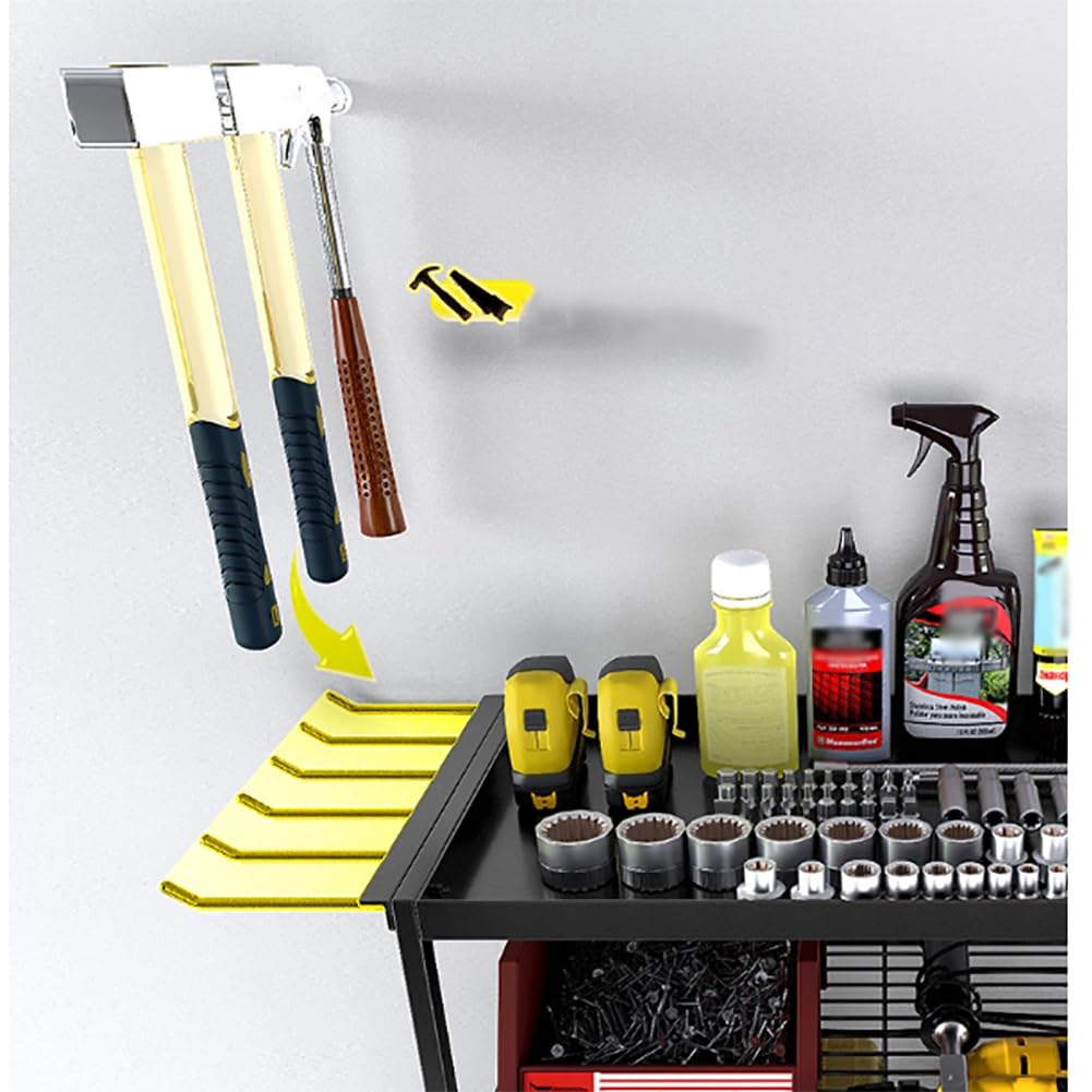 Organizzatore per utensili elettrici Garvee, montaggio a parete a 4 livelli con supporti per trapano, robusta struttura in metallo, salvaspazio, nero, per officina e garage