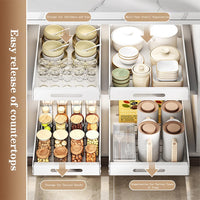 Garvee Cassetto organizer per mobili da cucina, 35 cm, in acciaio al carbonio, adesivo, estensibile, bianco, per cucina e bagno