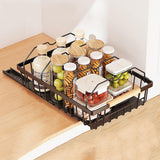 Organizzatore per cassetti multifunzionali Garvee con guide scorrevoli per cucina e bagno, materiale a rete, non richiede foratura - Nero