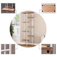 Garvee Portavasi in legno e metallo per uso interno ed esterno, portafiori angolare a più livelli per balcone, giardino, soggiorno, robusto, salvaspazio, marrone