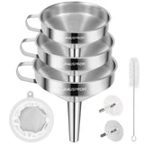 Set Trichet in Acciaio Inox 10/12/14 cm con Filtro Nylon 15 cm per Cucina Casa, Robusto Durevole Multiuso, Setaccio Punta