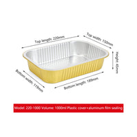 Garvee 20 vassoi monouso in alluminio con coperchio, 1000 ml, per grigliare, cucinare, cuocere al forno, argento, 22x15x4,5 cm