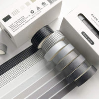 Garvee DIY Papierband Set 8 Rollen Scrapbooking Klebeband Schwarz Weiß Für Basteln & Journaling Vielseitig