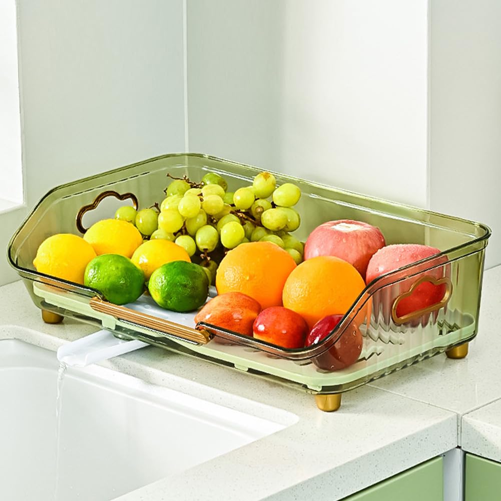 Scolapiatti Garvee con sistema di drenaggio automatico, acciaio inossidabile, portaposate rimovibile, verde trasparente, taglia unica, uso versatile