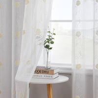GARVEE Tenda trasparente per cucina, mezza tenda con motivo floreale, tende in voile per bagno, 140x260 cm, beige