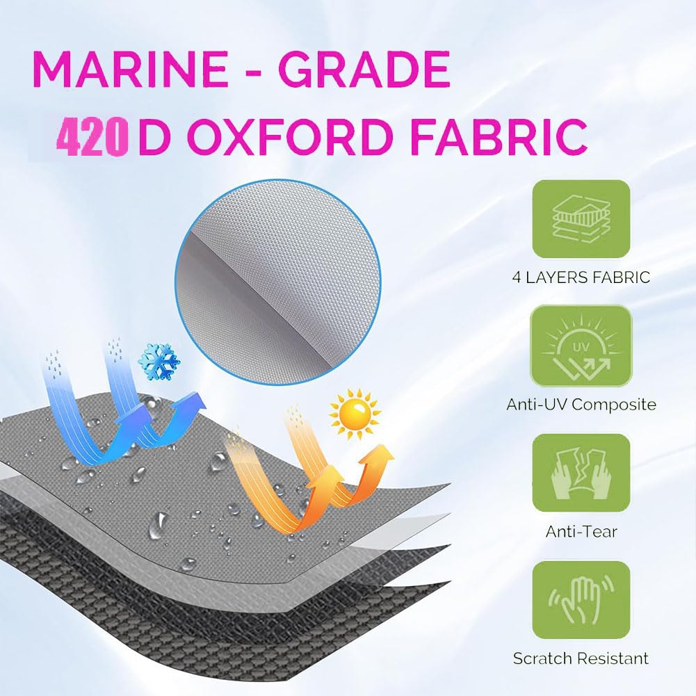 Garvee Boat Cover 17' 420D Oxford impermeabile con cinghie regolabili rinforzate per pesca e tempo libero argento