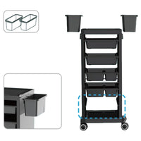 Carrello per salone con 6 cassetti – Carrello con ruote e porta asciugacapelli per salone e studio, nero